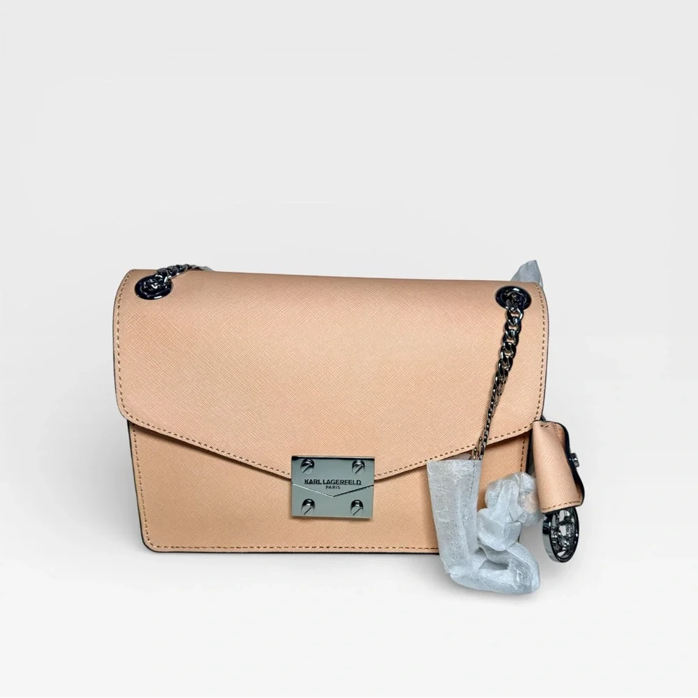 Karl Lagerfeld Corinne Logo Leather Shoulder Bag NWT